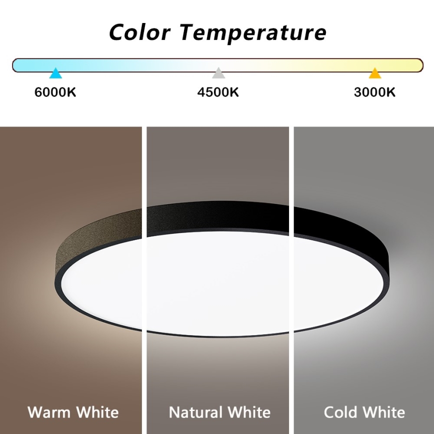 Plafonieră LED dimabilă Immax NEO 07249L NEO LITE SEMPLICI LED/48W/230V Wi-Fi Tuya negru + telecomandă