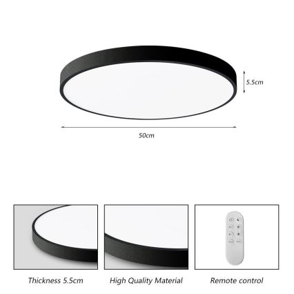 Plafonieră LED dimabilă Immax NEO 07249L NEO LITE SEMPLICI LED/48W/230V Wi-Fi Tuya negru + telecomandă
