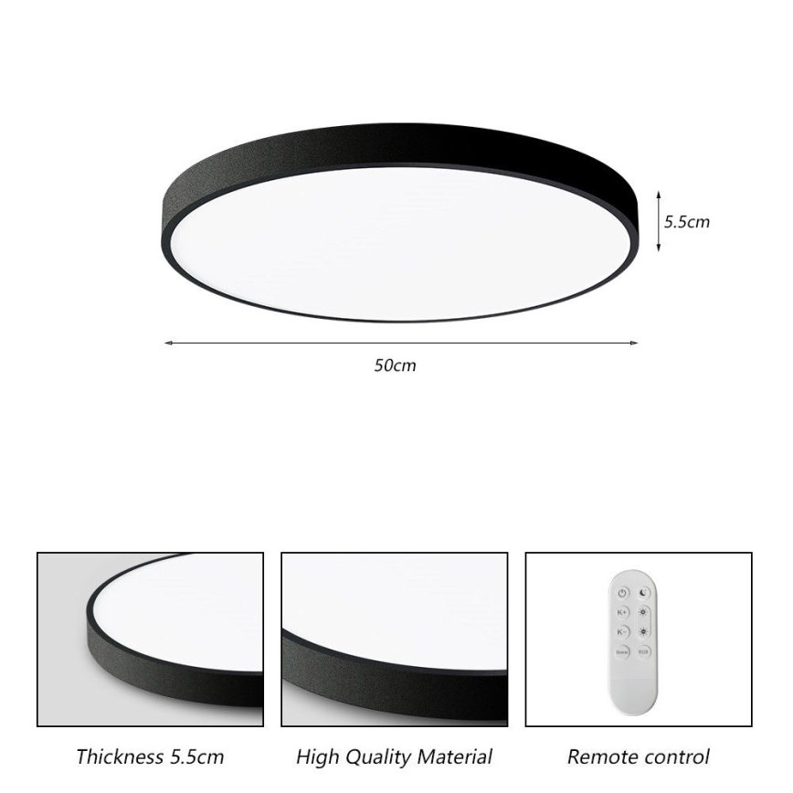 Plafonieră LED dimabilă Immax NEO 07249L NEO LITE SEMPLICI LED/48W/230V Wi-Fi Tuya negru + telecomandă