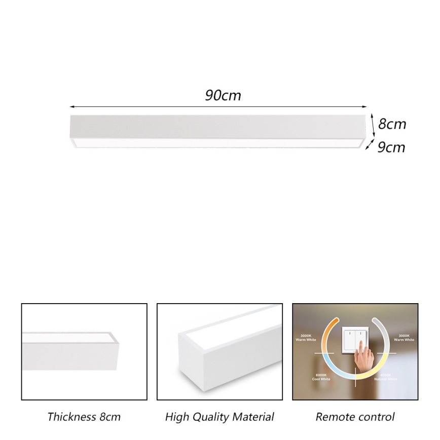 Plafonieră LED dimabilă Immax NEO 07258L NEO LITE LUNGO LED/29W/230V Wi-Fi Tuya alb + telecomandă