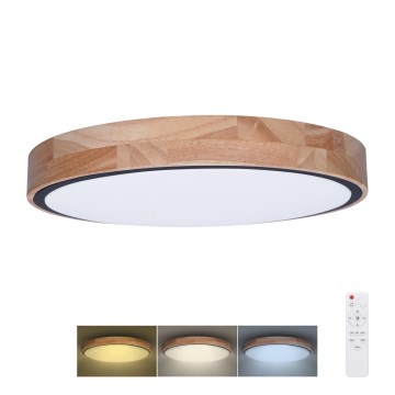 Plafonieră LED dimabilă IRON OAK, 48 W, 230 V, 3000–6500K, stejar, Ø 40 cm + telecomandă