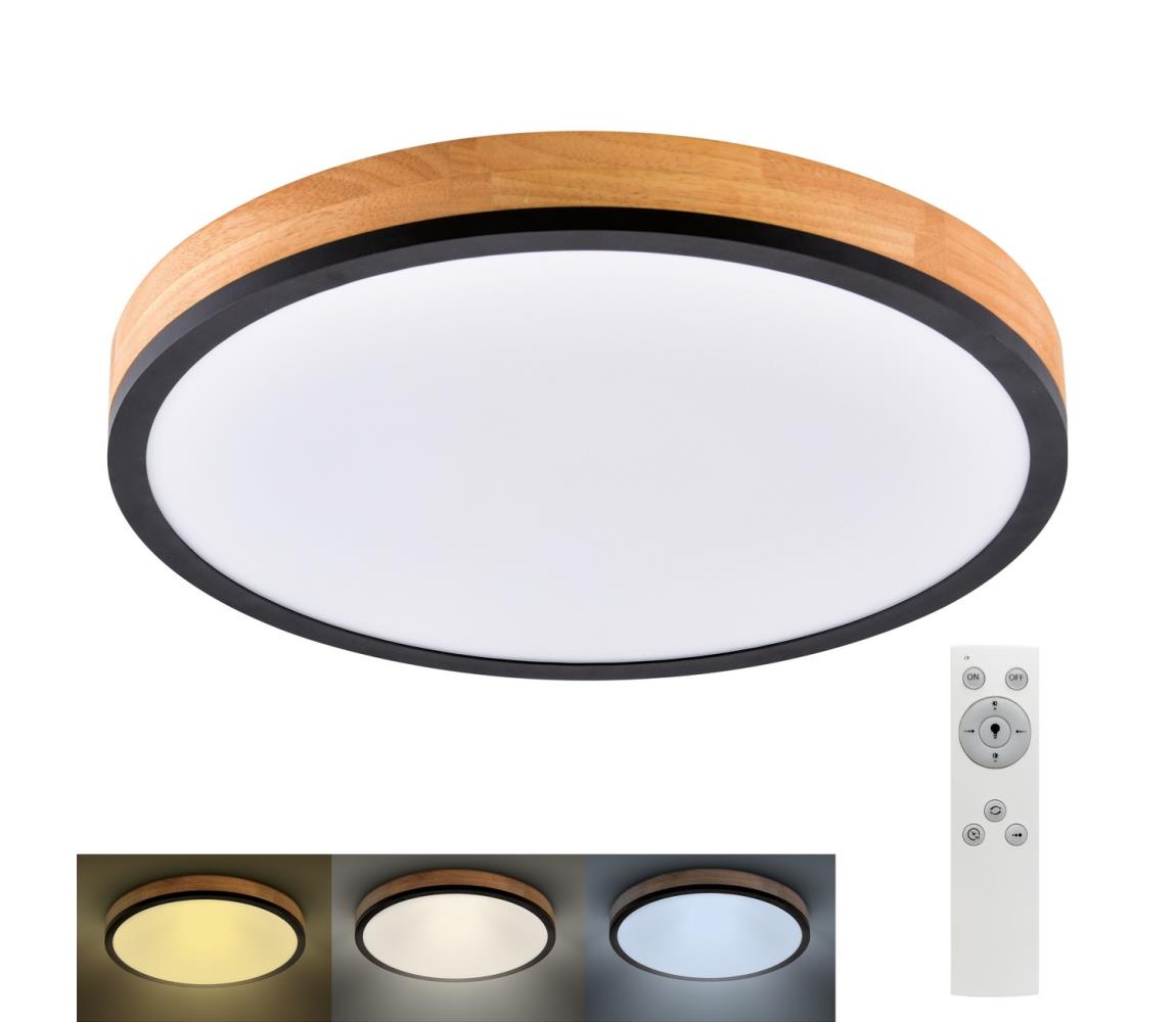 Plafonieră LED dimabilă LED/40W/230V lemn WO805 + telecomandă