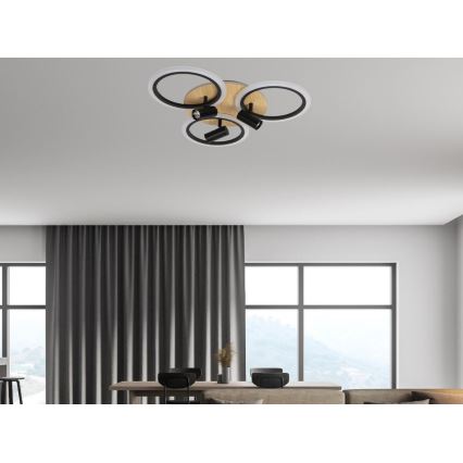 Plafonieră LED dimabilă LED/70W/230V 3000-6500K negru/maro + telecomandă