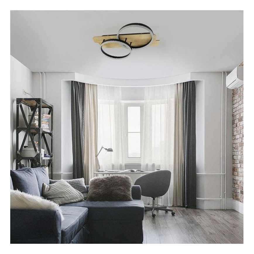 Plafonieră LED dimabilă LED/70W/230V 3000-6500K stejar + telecomandă