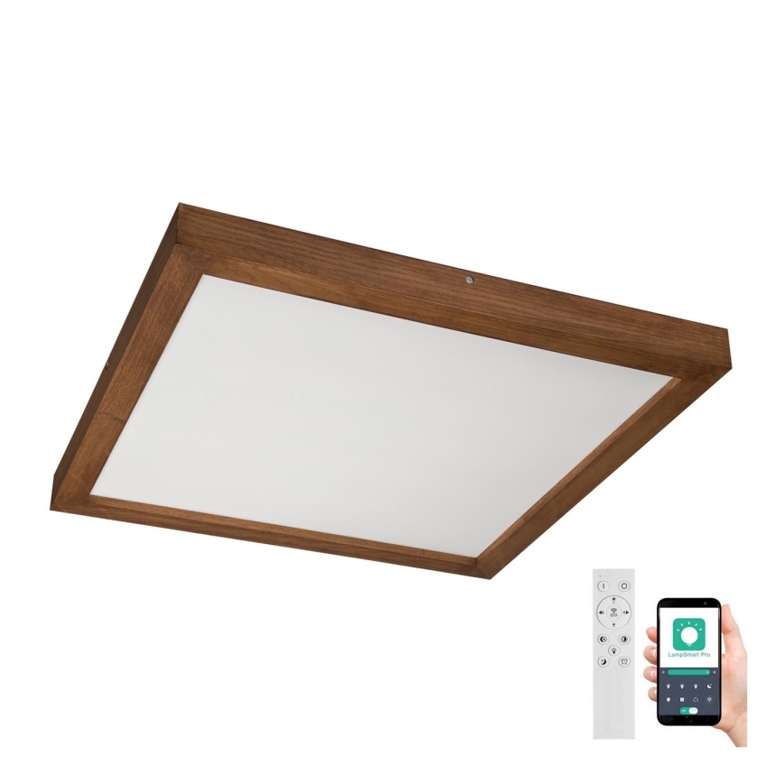 Plafonieră LED dimabilă pentru baie Brilagi WOODY FRAME LED/50W/230V stejar 60x60 cm 3000-6000K IP44 + telecomandă