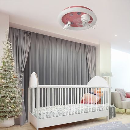 LED Plafonieră dimabilă pentru copii cu ventilator LED/48W/230V 3000/4000/6000K roz + telecomandă