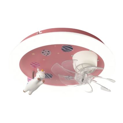 LED Plafonieră dimabilă pentru copii cu ventilator LED/48W/230V 3000/4000/6000K roz + telecomandă