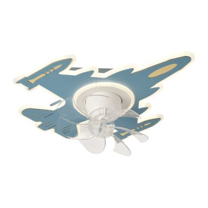 Plafonieră LED reglabilă pentru copii cu ventilator LED/63W/230V 3000/4000/6000K 68x57 cm albastră + telecomandă
