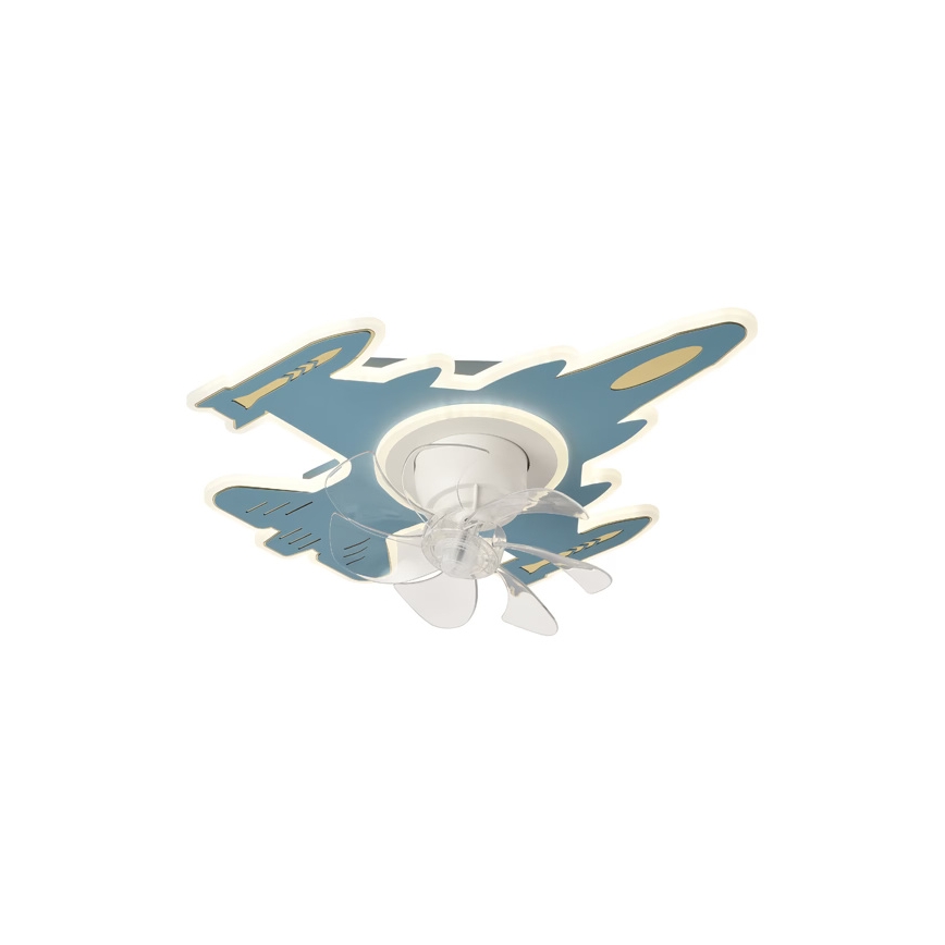 Plafonieră LED reglabilă pentru copii cu ventilator LED/63W/230V 3000/4000/6000K 68x57 cm albastră + telecomandă