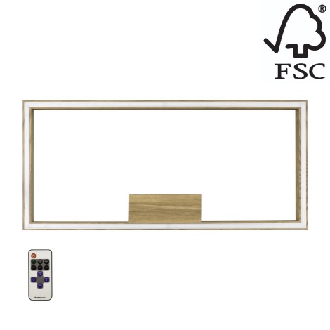 Plafonieră LED dimabilă RAMME LED/34W/230V stejar mat + telecomandă – certificat FSC