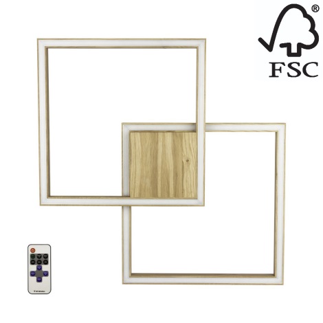 Plafonieră LED dimabilă RAMME LED/48W/230V stejar mat + telecomandă – certificat FSC
