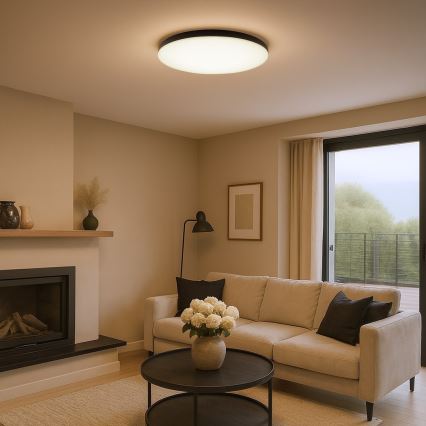 Plafonieră LED dimabilă SIENA LED/80W/230V 3000-6000K Ø 75 cm neagră + telecomandă