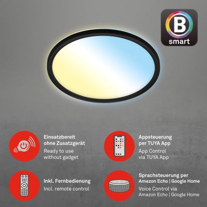 Plafonieră LED dimabilă SLIM LED/18W/230V 2700-6500K Wi-Fi Tuya Briloner 7058-015 + telecomandă