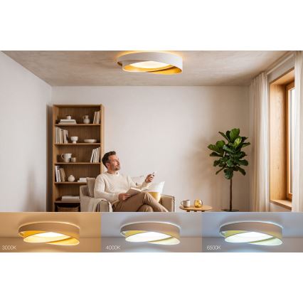 Plafonieră LED dimerizabilă SMART GALAXY MODERN, 24W, 230V, 3000-6500K, Ø 55 cm, alb/auriu, cu telecomandă