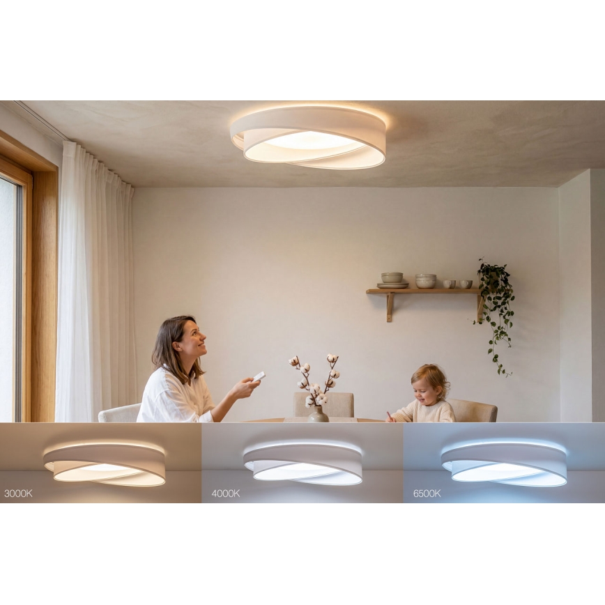 Plafonieră LED dimmabilă SMART GALAXY MODERN, 24 W, 230 V, 3000-6500 K, Ø 55 cm, alb + telecomandă inclusă