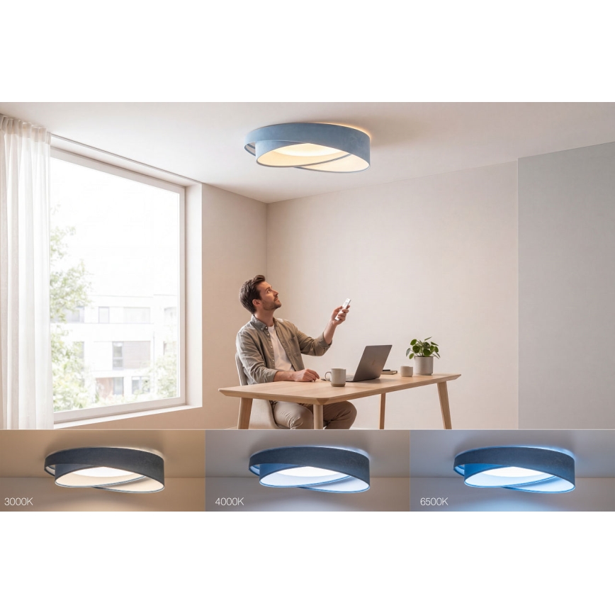 Plafonieră LED dimabilă SMART GALAXY MODERN LED/24W/230V 3000-6500K Ø 55 cm albastră + telecomandă