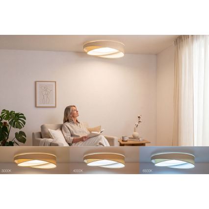 Plafonieră LED reglabilă SMART GALAXY MODERN LED/24W/230V 3000-6500K Ø55 cm crem/alb + telecomandă