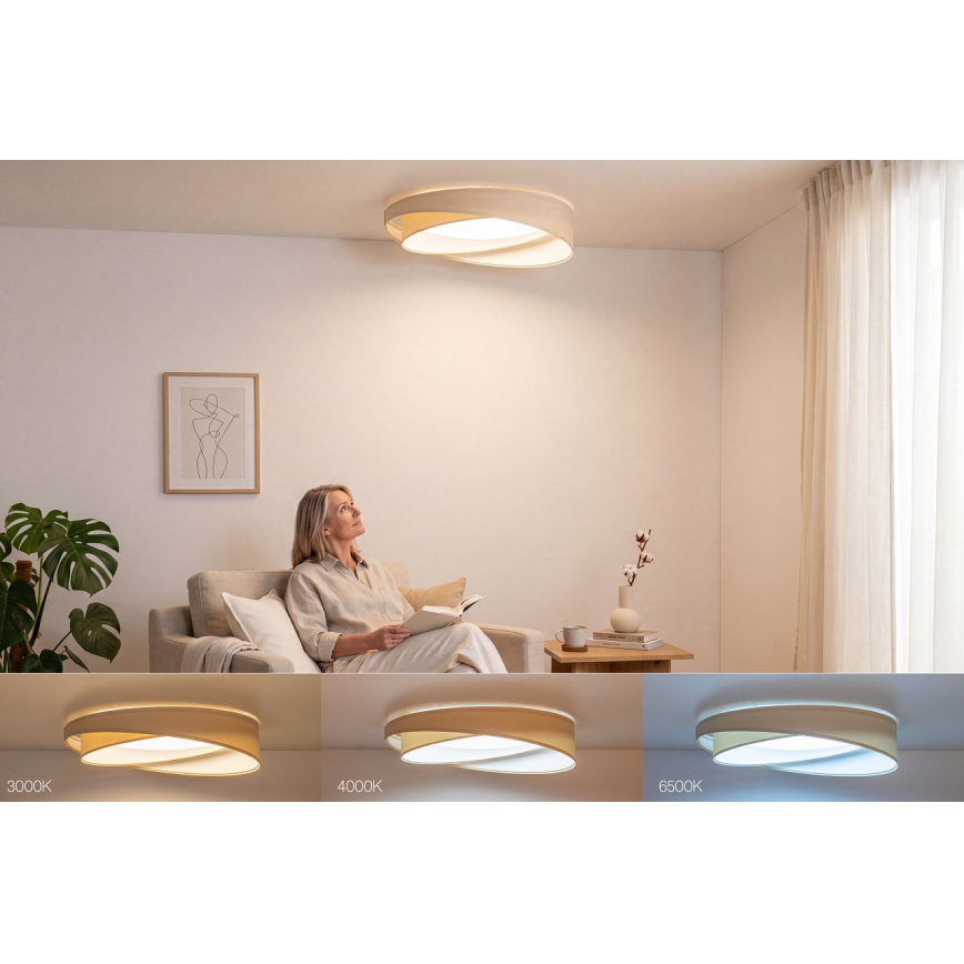 Plafonieră LED reglabilă SMART GALAXY MODERN LED/24W/230V 3000-6500K Ø55 cm crem/alb + telecomandă