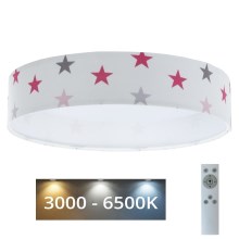 Plafonieră LED dimabilă SMART GALAXY KIDS LED/24W/230V 3000-6500K alb/roz/gri stele + telecomandă