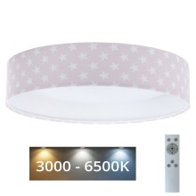 Plafonieră LED dimabilă SMART GALAXY KIDS LED/24W/230V 3000-6500K roz/alb stele + telecomandă