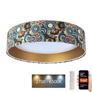 Plafonieră LED dimabilă SMART GALAXY LED/24W/230V d. 45 cm 2700-6500K Wi-Fi Tuya colorat/auriu + telecomandă
