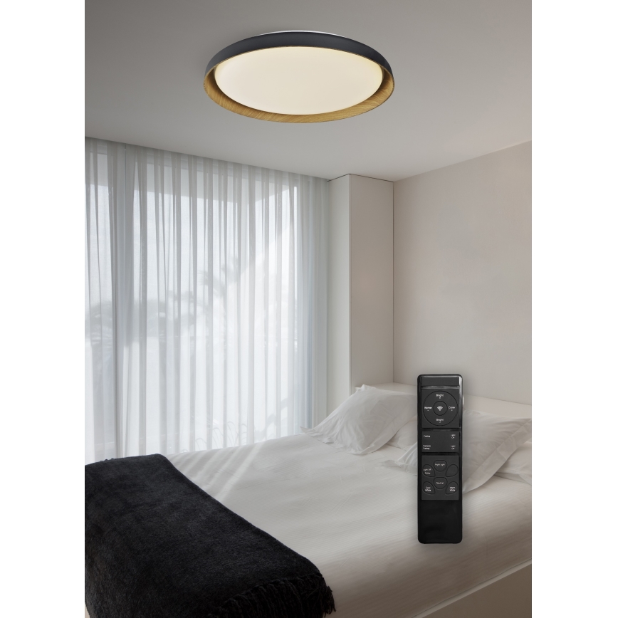 Plafonieră LED dimabilă Top Light SATELLITE LED/48W/230V 3000-6500K d. 53 cm negru/maro + telecomandă