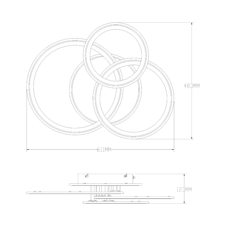 Plafonieră LED dimabilă Zuma Line LED/55W/230V 3000-6000K negru + telecomandă