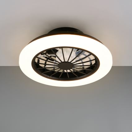Plafonieră LED RGBW dimmabilă cu ventilator GHANA LED/24W/230V 3000-6500K alb/negru + telecomandă