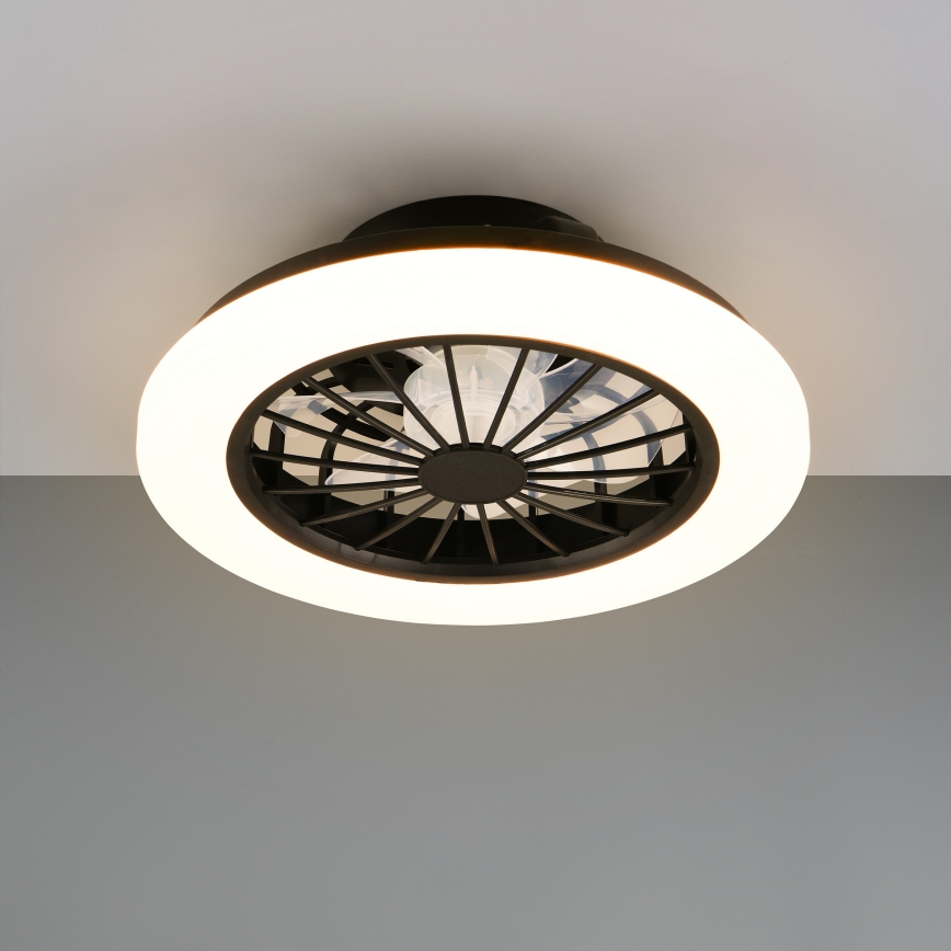 Plafonieră LED RGBW dimmabilă cu ventilator GHANA LED/24W/230V 3000-6500K alb/negru + telecomandă