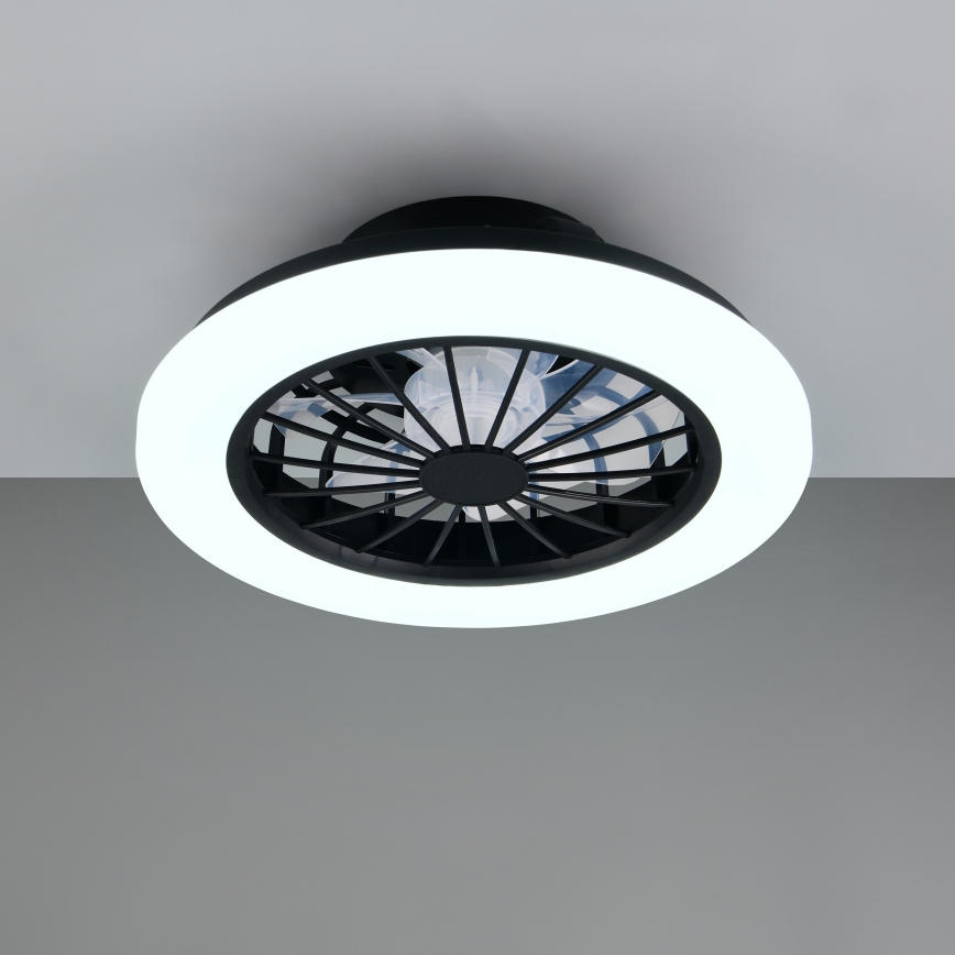 Plafonieră LED RGBW dimmabilă cu ventilator GHANA LED/24W/230V 3000-6500K alb/negru + telecomandă