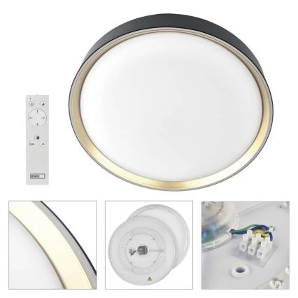 Plafonieră LED reglabilă ILVI LED/45W/230V 2700-6500K Ø 50 cm negru/alamă + telecomandă