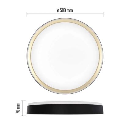 Plafonieră LED reglabilă ILVI LED/45W/230V 2700-6500K Ø 50 cm negru/alamă + telecomandă