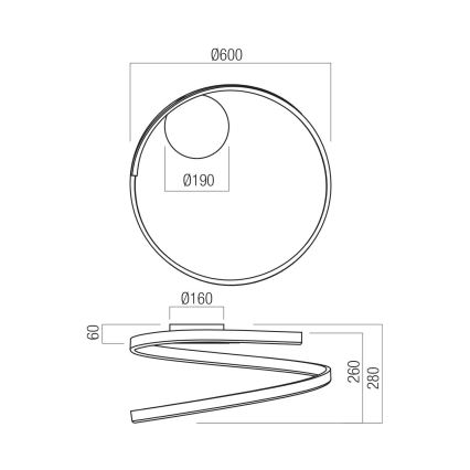 Redo SCROLL 01-4011 - Plafonieră LED dimmabilă LED/38W/230V 3000K/4000K/6000K CRI 90 Ø 60 cm aurie