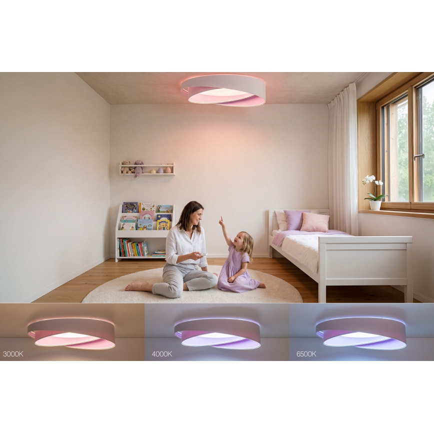 Plafonieră LED dimabilă SMART GALAXY MODERN LED/24W/230V 3000-6500K Ø 55 cm alb/violet + telecomandă
