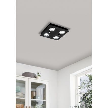 Plafonieră LED Eglo 33804 GRATTINO 4xGU10/2,8W/230V 3000K negru