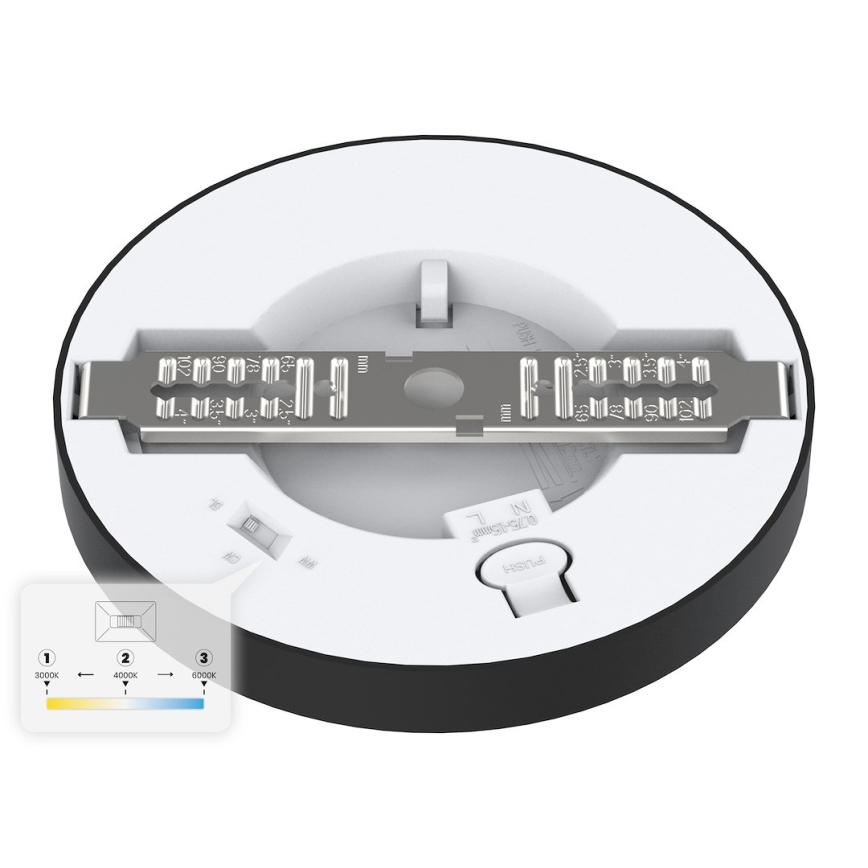 Plafonieră LED EVORA, 6W, 230V, 3000/4000/6000K, Ø 14 cm, neagră