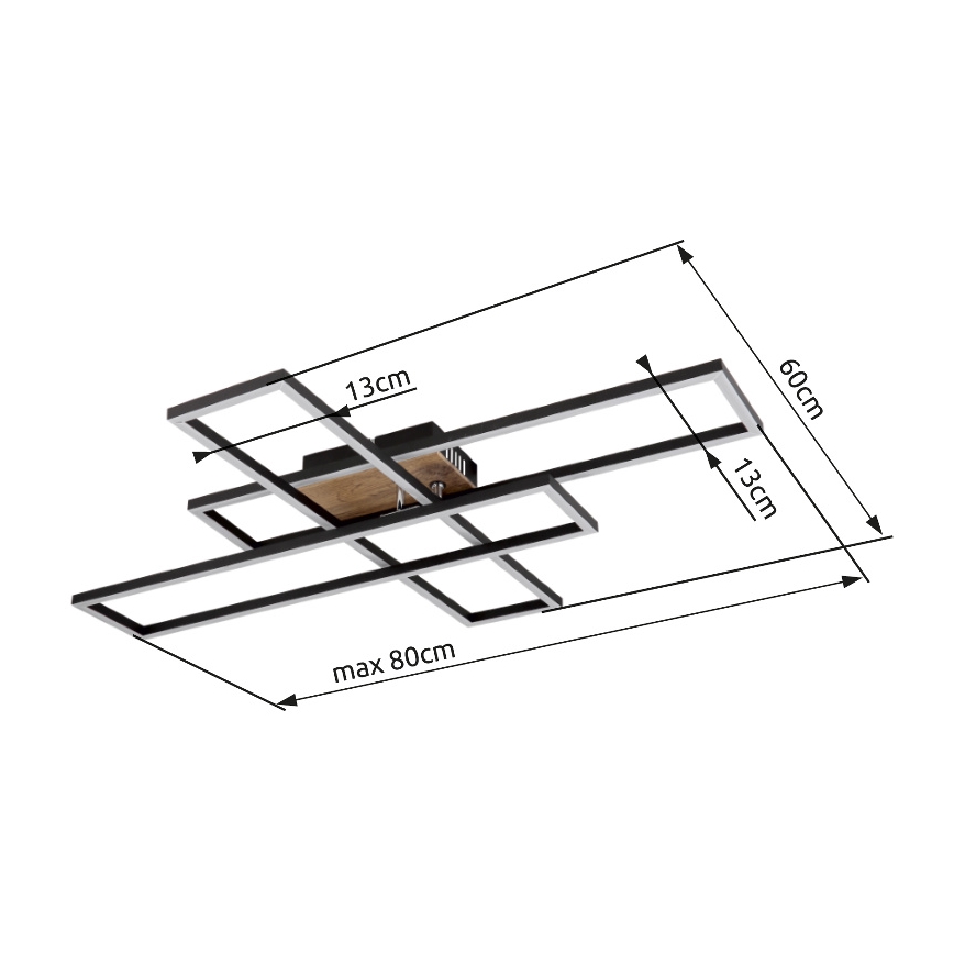 Plafonieră LED Globo LED/40W/230V 3000K 60x80 cm negru