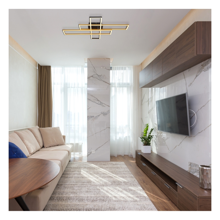 Plafonieră LED Globo LED/40W/230V 3000K 60x80 cm negru/auriu