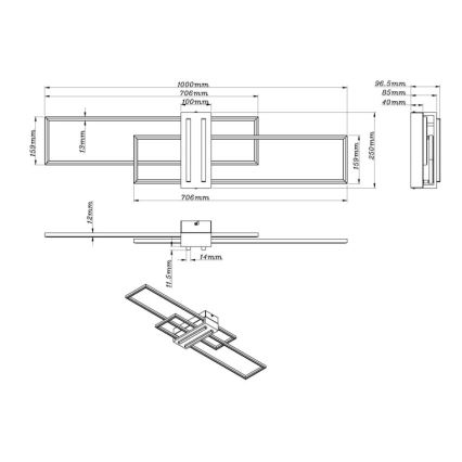 Plafonieră LED Globo LED/40W/230V 3000K 25x100 cm negru
