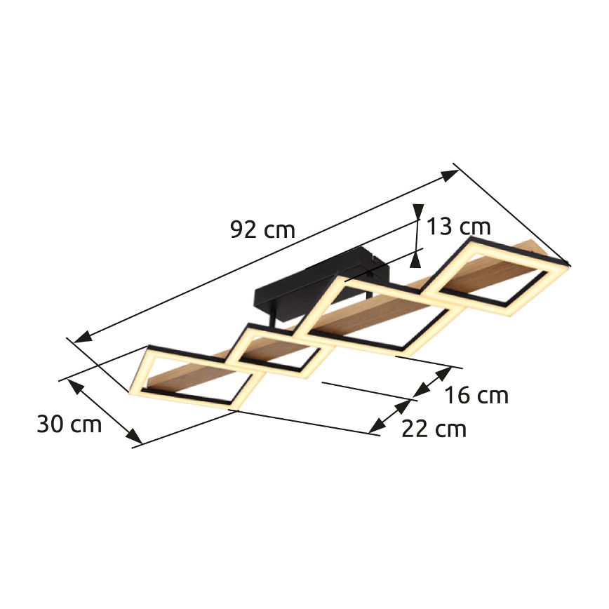Plafonieră LED LED/30W/230V 3000K Globo 60x80 cm negru
