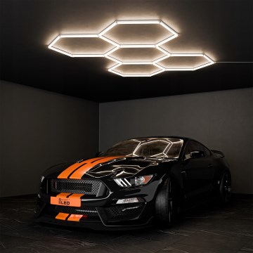 Plafonieră LED HEXAGON, 350W, 85-265V, 6500K, 313x298 cm, CRI 90, IP54, alb