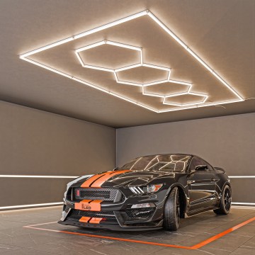 Plafonieră LED HEXAGON, 384 W, 85-265 V, 4000 K, 484 x 243 cm, CRI 90, IP54, albă