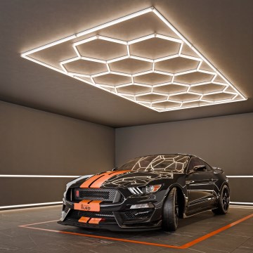 Plafonieră LED HEXAGON, 696W, 85-265V, 4000K, 484x243 cm, CRI 90, IP44, albă