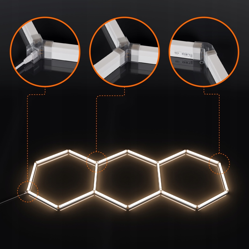 Plafonieră LED HEXAGON LED/128W/85-265V 4000K 248x97 cm CRI 90 IP54 albă