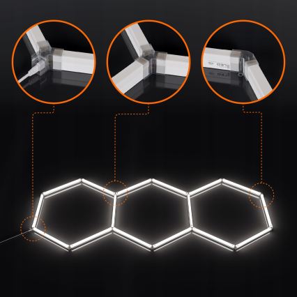 Plafonieră LED HEXAGON LED/128W/85-265V 6000K 248x97 cm CRI 90 IP54 albă