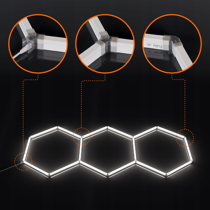 Plafonieră LED HEXAGON LED/128W/85-265V 6000K 248x97 cm CRI 90 IP54 albă