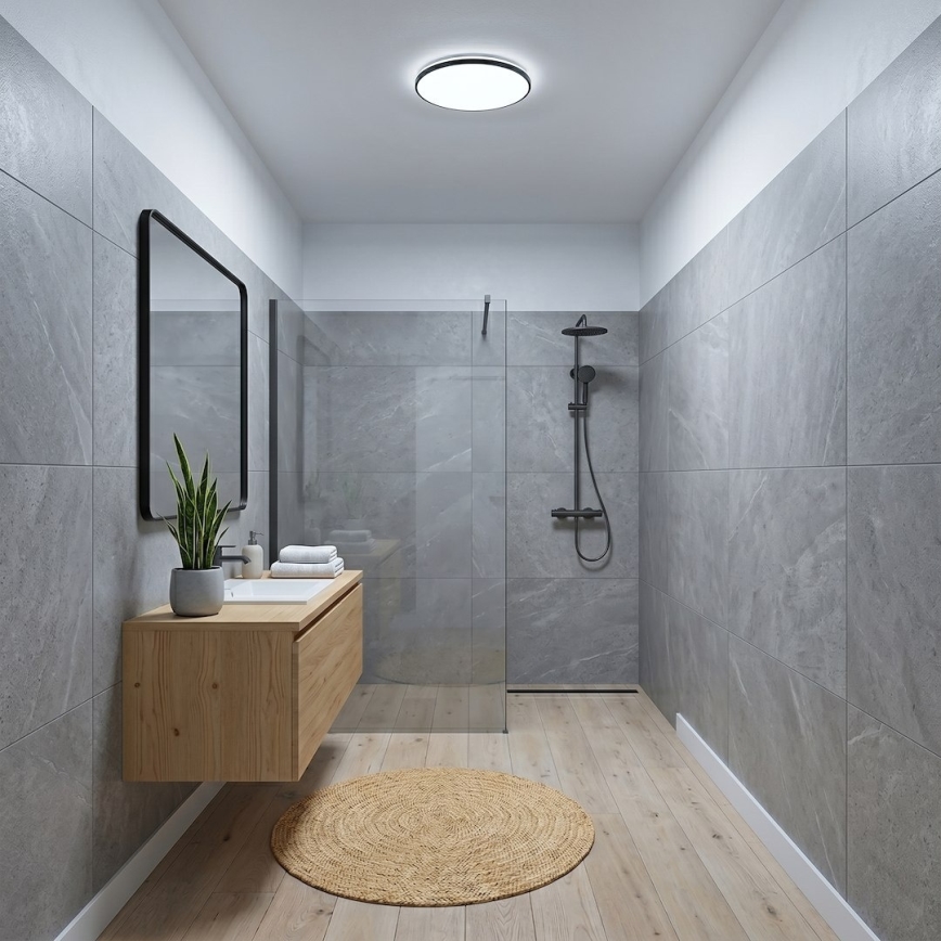 Plafonieră LED HUGO, 12/18/24W, 230V, 3000/4000/6500K, Ø 30 cm, IP54, negru