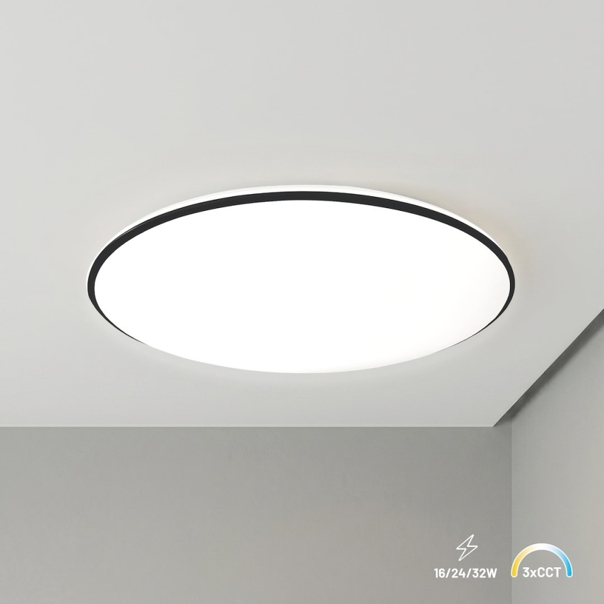 Plafonieră LED HUGO, 16/24/32 W, 230 V, 3000/4000/6500 K, diam. 37 cm, IP54, negru
