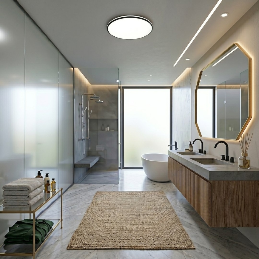 Plafonieră LED HUGO 21/32/42W/230V 3000/4000/6500K diam. 45 cm IP54 neagră