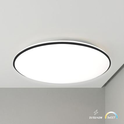 Plafonieră LED HUGO 21/32/42W/230V 3000/4000/6500K diam. 45 cm IP54 neagră